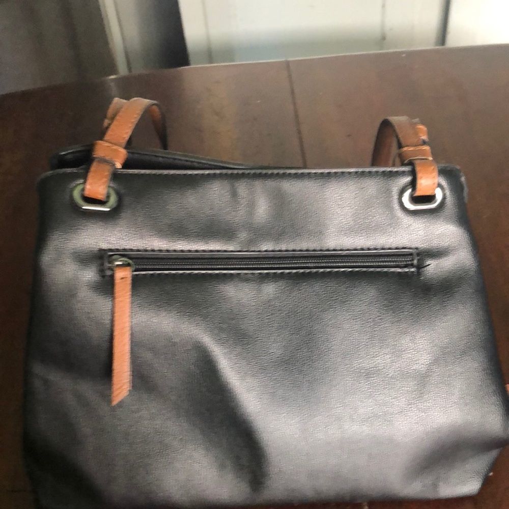 Mathew + Julian Hobo/Satchel Bag/black w/leopard print interior/multiple pockets